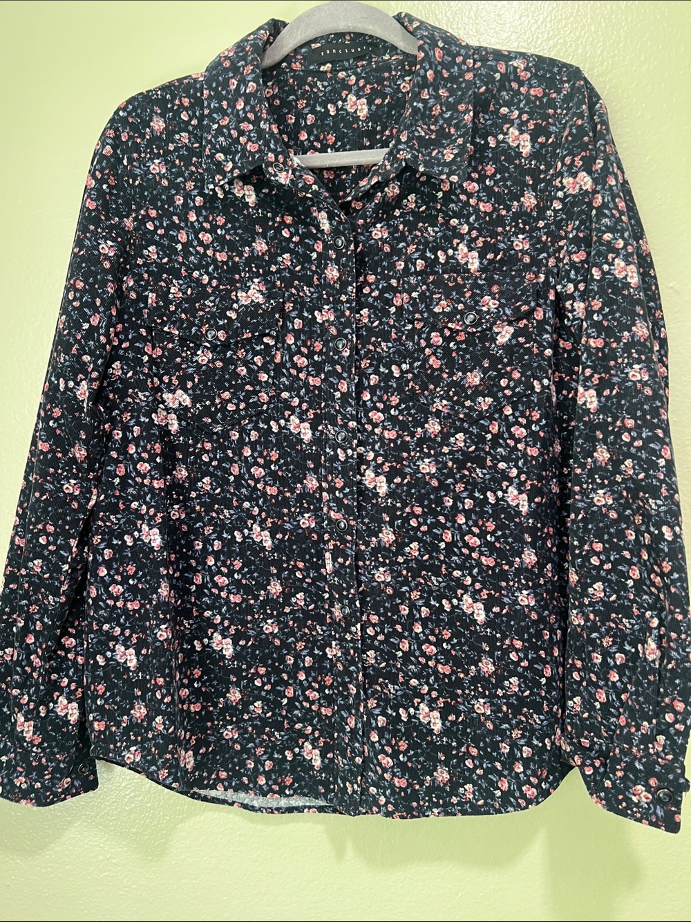 Sanctuary Black Floral Button-Up Blazer Jacket